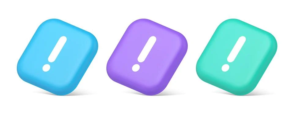Exclamation mark keyboard button important attention point 3d isometric icon Stock Illustration