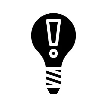 Exclamation mark in light bulb icon. Concept of idea, solution, and innovatio Stock Illustration