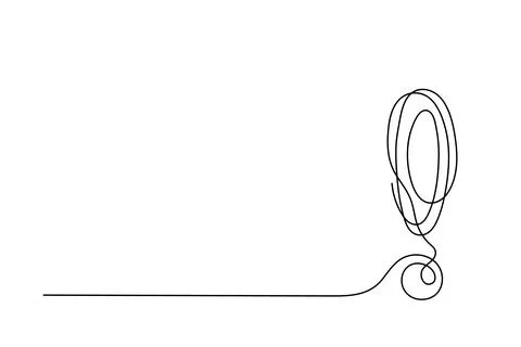 Exclamation mark linear background. One continuous line drawing of an excla.. Stock Illustration