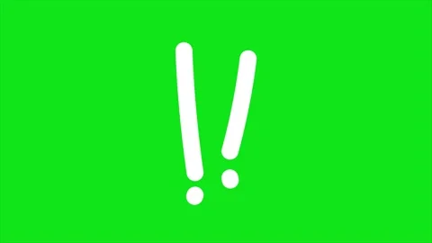 Exclamation mark looping animation on green background Stock Footage 340084356