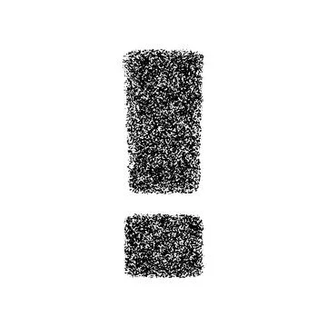 Exclamation mark made of particles isolated on white background. Vector illus Stock Illustration