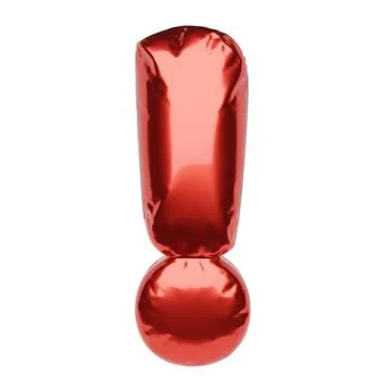 Exclamation mark made of red balloon isolated on white. 3D rendering illust.. Stock Illustration