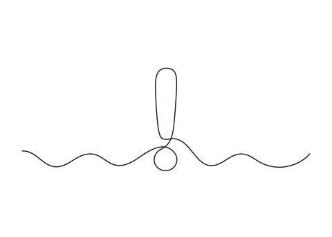 Exclamation mark, one line continuous drawing. Simple minimalism design style Stock Illustration