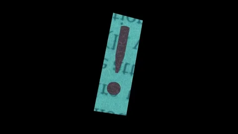 Exclamation Mark in Paper Cut Letter. Ransom Letter style. Magazine Cut Out.. Stock Footage 256990317