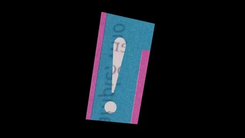 Exclamation Mark in Paper Cut Letter. Ransom Letter style. Magazine Cut Out.. Stock Footage 256990334