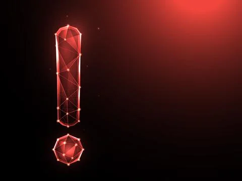 Exclamation mark polygonal vector illustrations on a blue background. Stock Illustration