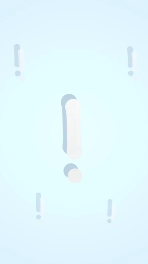 Exclamation mark pulses at center, surrounded by fading marks on blue Stock Footage 329300672