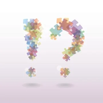 Exclamation mark question mark from the pieces of puzzle - illustration Illustrazione stock
