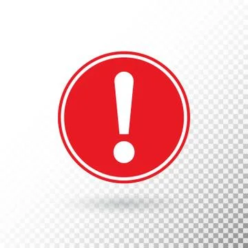 Exclamation mark in red circle isolated on transparent background. Warning sy Stock Illustration