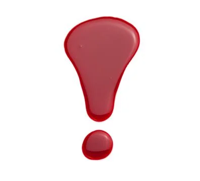 Exclamation mark in red nail lacquer Stock Photos