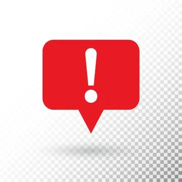 Exclamation mark in red speech bubble. Hazard warning symbol in flat design s Stock Illustration