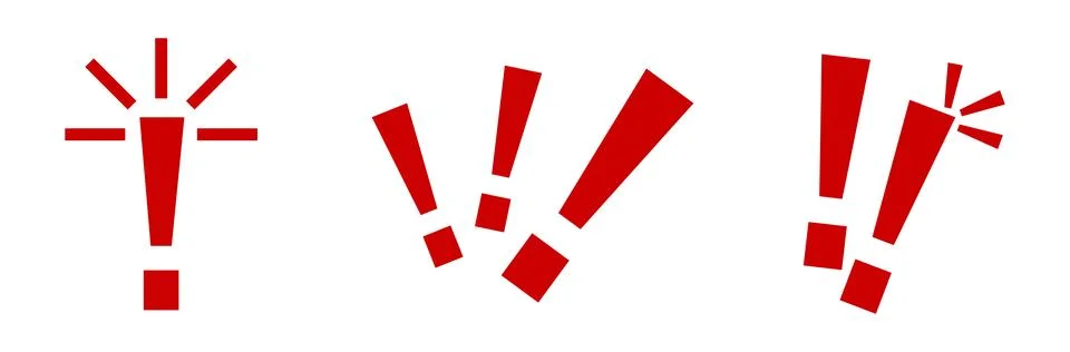 Exclamation mark. Red vector warn sign. Caution or attention icon. Stock-Illustration