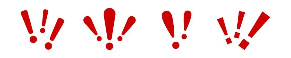 Exclamation mark. Red vector warn sign. Caution or attention icon. Stock-Illustration