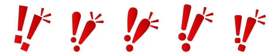Exclamation mark. Red vector warn sign. Caution or attention icon. Stock Illustration