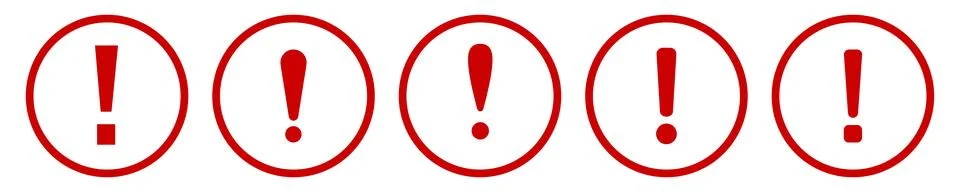 Exclamation mark. Red vector warn sign. Caution or attention icon. Stock Illustration