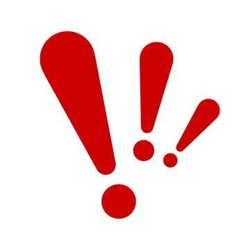 Exclamation mark. Red vector warn sign. Caution or attention icon. Stock Illustration