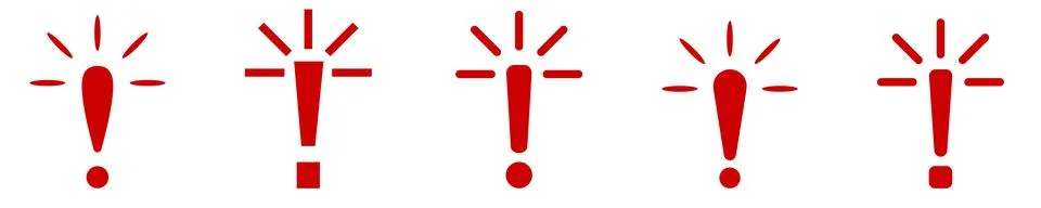 Exclamation mark. Red vector warn sign. Caution or attention icon. Stock-Illustration