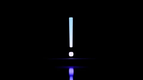 Exclamation mark with reflection neon glowing symbol, animation.3D render Stock Footage 293712538