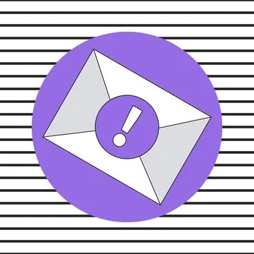 Exclamation mark on seal on postal closed envelope Stock Illustration
