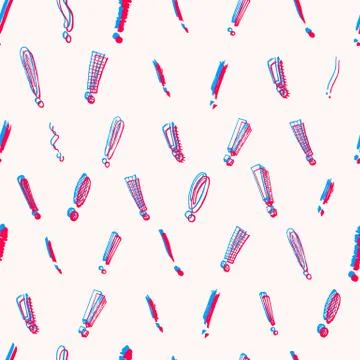 Exclamation mark Seamless pattern.. Doodle style. Collection of icons and signs Stock Illustration