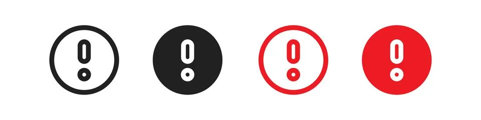Exclamation mark set. Web alert icon. Attention symbol. Danger circle illus.. Stock Illustration