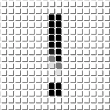 Exclamation mark..  The simple geometric pattern of black squares in shape of Stock Illustration