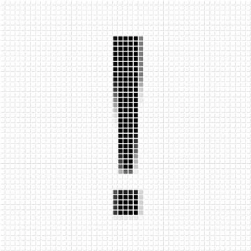 Exclamation mark..  The simple geometric pattern of black squares in shape of Stock Illustration