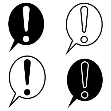 Exclamation mark speech bubble chat, vector set exclusion point symbol of Stock Illustration