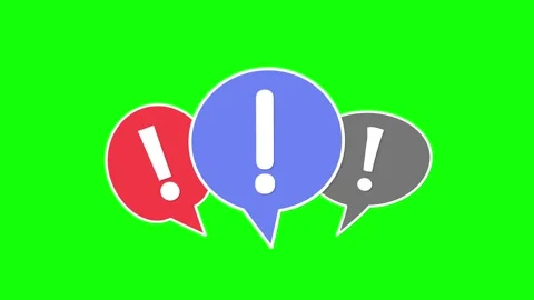 Exclamation Mark Speech Bubbles Warning Symbol Animation on Green Screen Vídeos de archivo 342698968