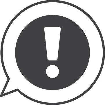 Exclamation mark on text box illustration in minimal style Stock Illustration