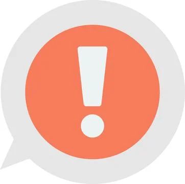 Exclamation mark on text box illustration in minimal style Stock Illustration