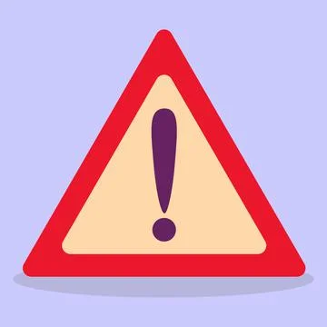 Exclamation mark in a triangle. Flat design sign. Stock Illustration