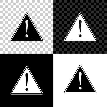 Exclamation mark in triangle icon isolated on black, white and transparent イラスト素材