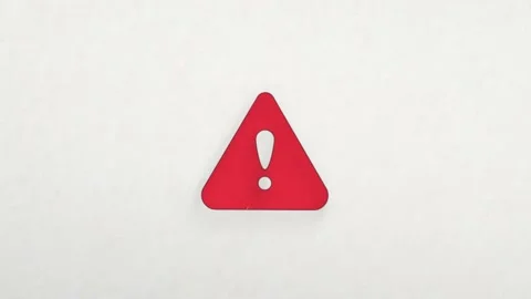 Exclamation mark in triangle screen icon with color drawing effect. Doodle Stock Footage 185578977