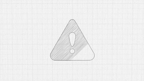 Exclamation mark in triangle screen icon with color drawing effect. Doodle Stock Footage 185620821