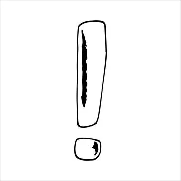 Exclamation mark. Vector illustration. Cartoon. Hand-drawn in doodle style Stock Illustration