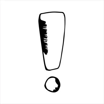 Exclamation mark. Vector illustration. Cartoon. Hand-drawn in doodle style Stock Illustration