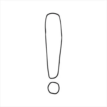 Exclamation mark. Vector illustration. Cartoon. Hand-drawn in doodle style Stock Illustration