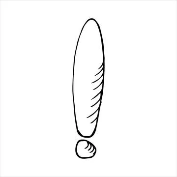 Exclamation mark. Vector illustration. Cartoon. Hand-drawn in doodle style Stock Illustration