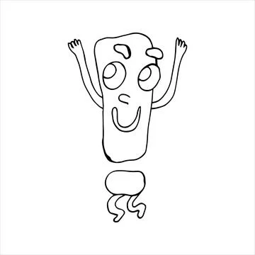 Exclamation mark. Vector illustration. Funny character in cartoon style. Hand Stock Illustration