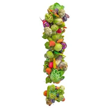 Exclamation mark from vegetables, 3D rendering Stock Illustration