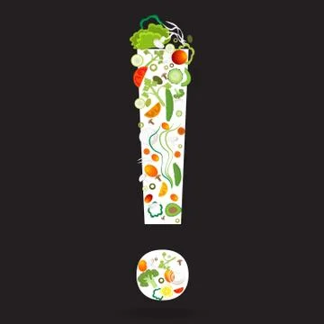 Exclamation mark with vegetables pattern Stock Illustration