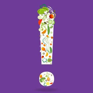 Exclamation mark with vegetables pattern Stock Illustration