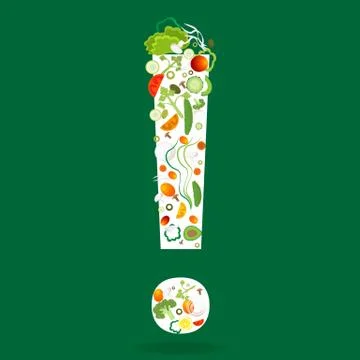 Exclamation mark with vegetables pattern Stock Illustration