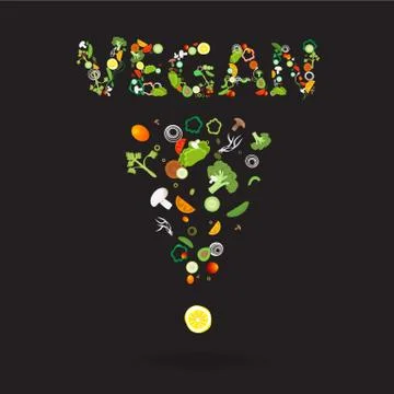 Exclamation mark with vegetables pattern for web and print decoration, vector Stock Illustration