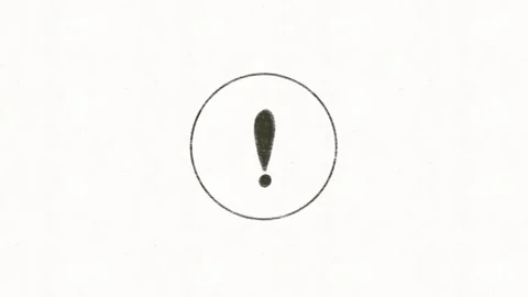 Exclamation mark warning sign black circle handwritten alert icon promo video Stockbeeldmateriaal 347091261