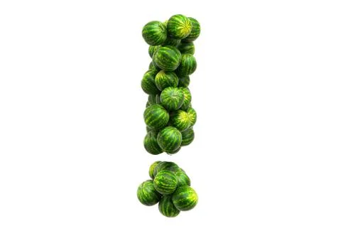 Exclamation mark from watermelons. 3D rendering Stock Illustration