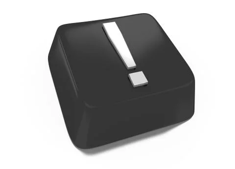 Exclamation mark in white on black computer key. 3d illustration. isolated ba Stock Illustration