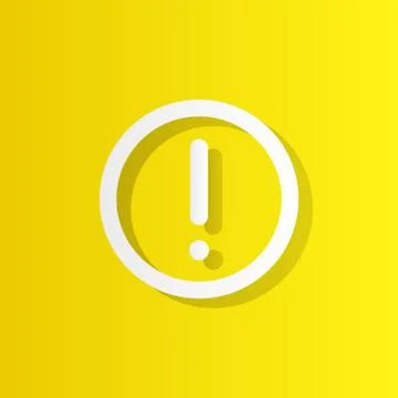 Exclamation mark white icon with shadow Stock Illustration