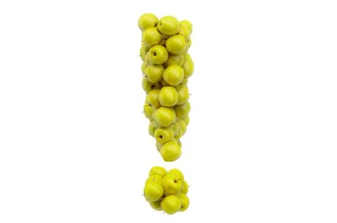 Exclamation mark from yellow apples. 3D rendering Stock Illustration